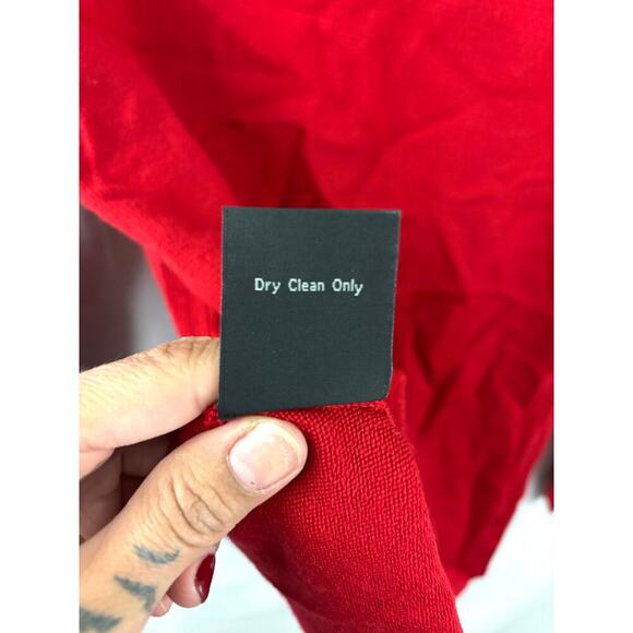 J. Peterman Red Wool Blend Sweater Silk Ribbon Tie Bow Women’s MEDIUM - Picture 6 of 12